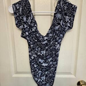 Lush Navy and White Floral Fabric